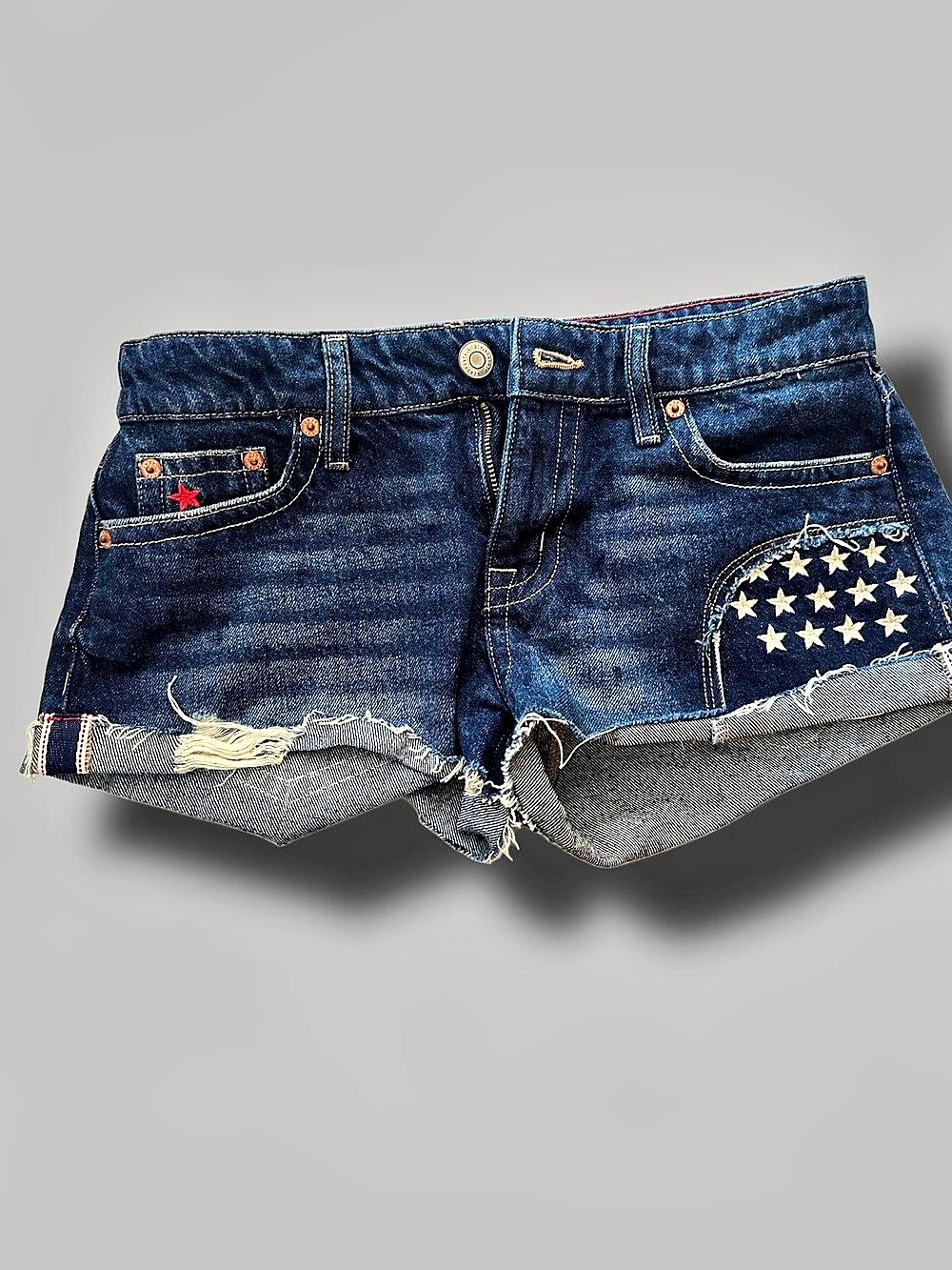 Aéropostale Vintage Low Rise Shorty Jean Shorts Blue